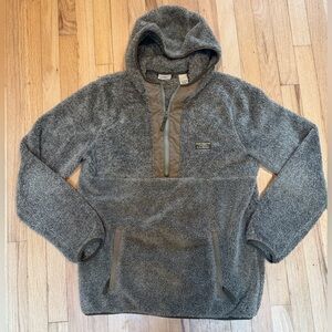 LL Bean Fleece Half Zip Hoodie Green M Tall EUC